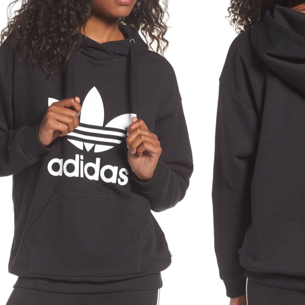Adidas Originals Trefoil Black Hoodie Sz Small - Picture 2 of 8